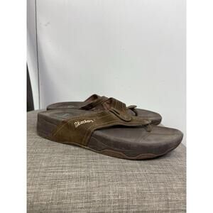 Skechers Sandals Womens 10 Tone Ups Brown Thong Walking Flip Flop Slip On